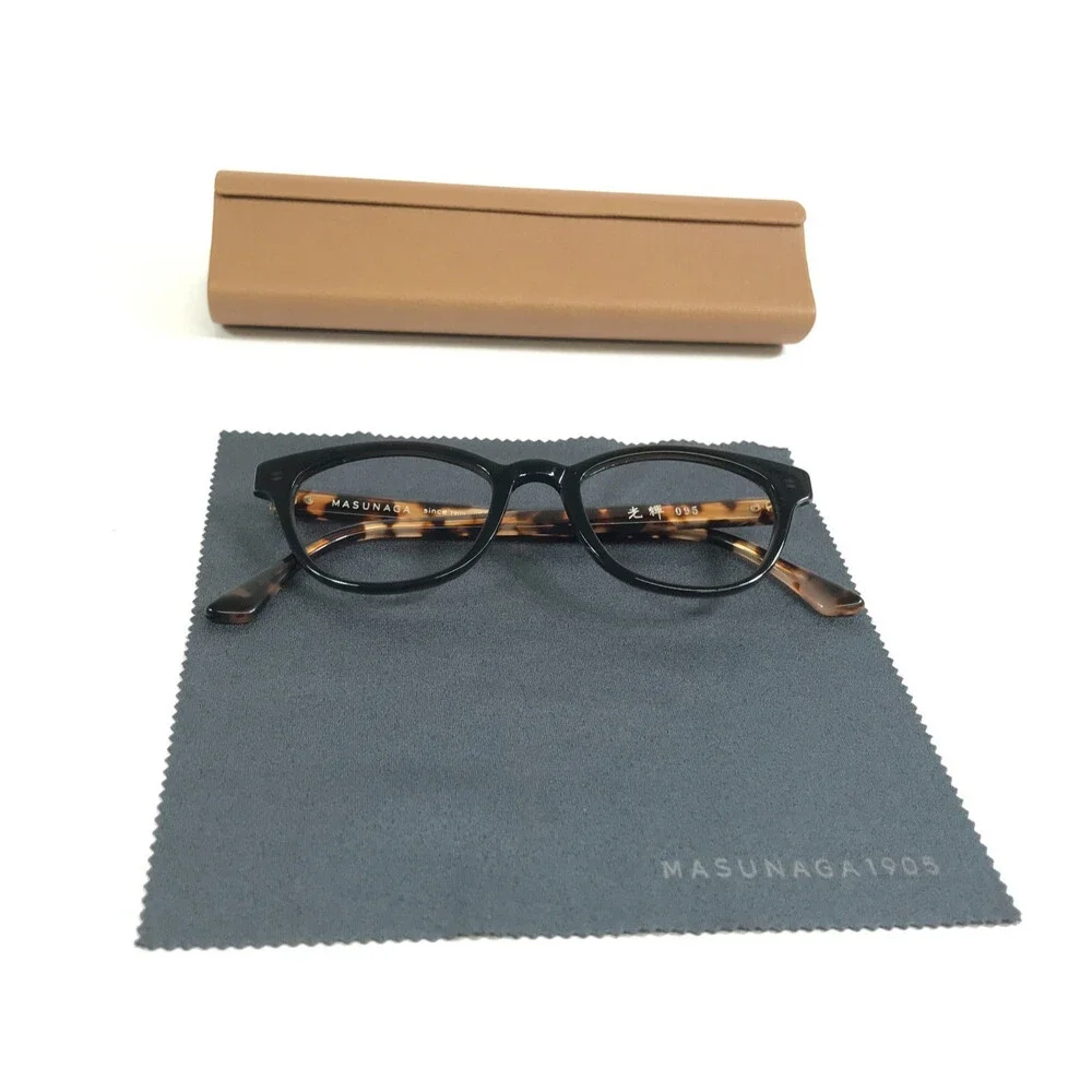 Masunaga Eyeglasses Frames 095 Black Tortoise Cat Eye Full Rim 46-19-145